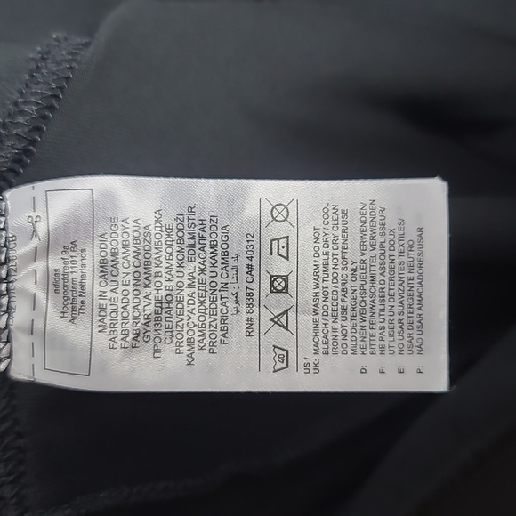 ADIDAS Black And Pink Logo Leggings with Multi Print Stripes Size XLarge - Picture 3 of 16